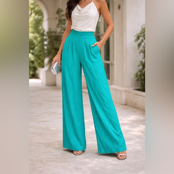 Ted Baker Pants - Ted Baker Turquoise Wide-Leg Pants